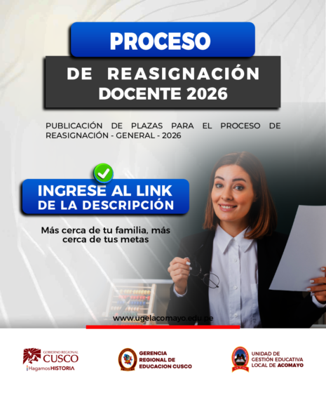 Publicación Final de Plazas – Proceso de Reasignación Docente 2026.