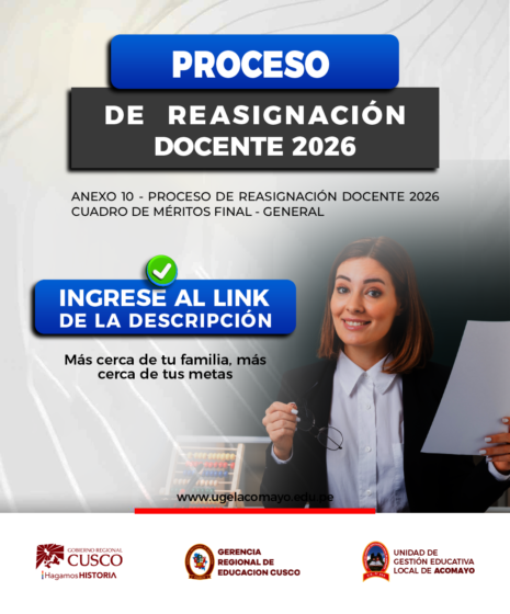 Publicación del Resultado Final – Anexo 10 del Proceso de Reasignación Docente 2026.